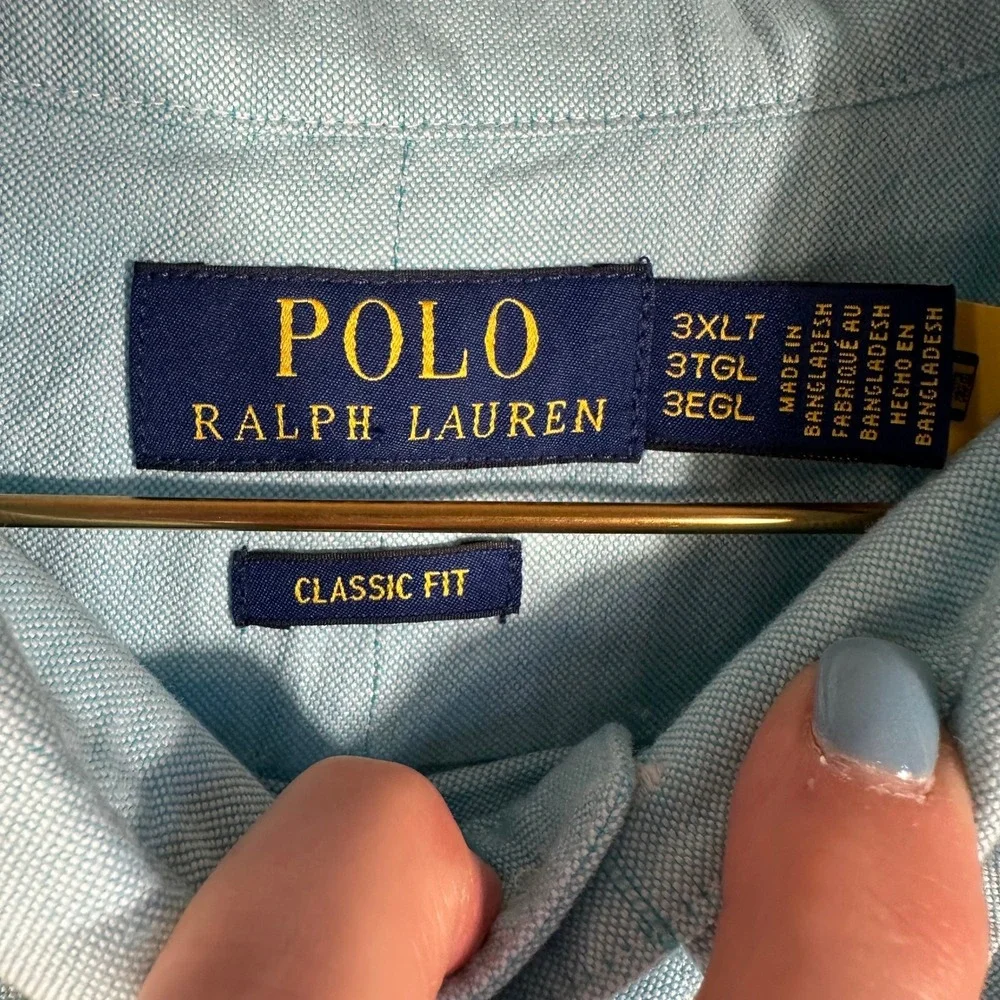 Polo Ralph Lauren Mens 3XLT Light Blue Oxford Short Sleeve Button Down Shirt